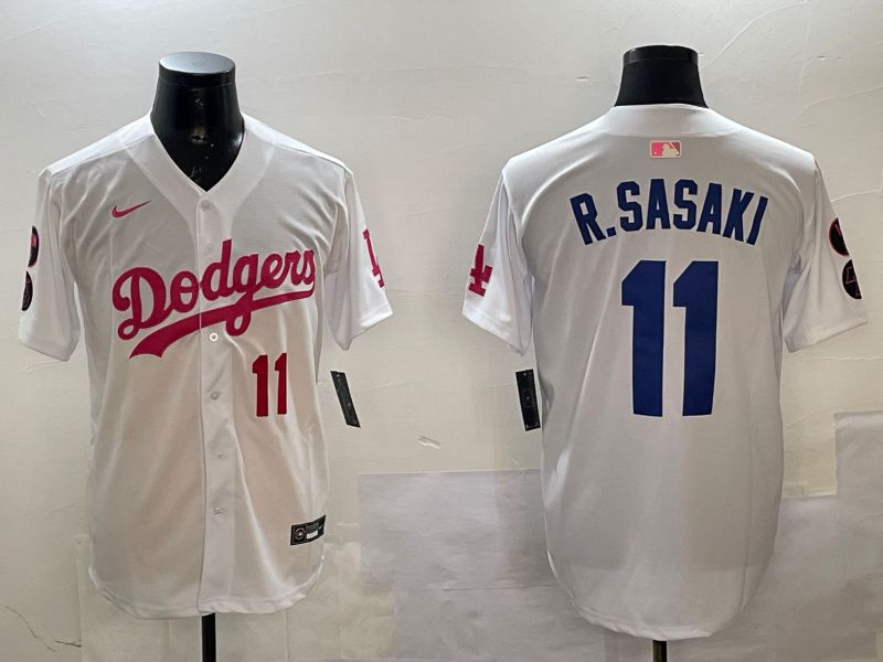 Men Los Angeles Dodgers 11 R.Sasaki White Jointly Name Game 2025 Nike MLB Jersey style 5